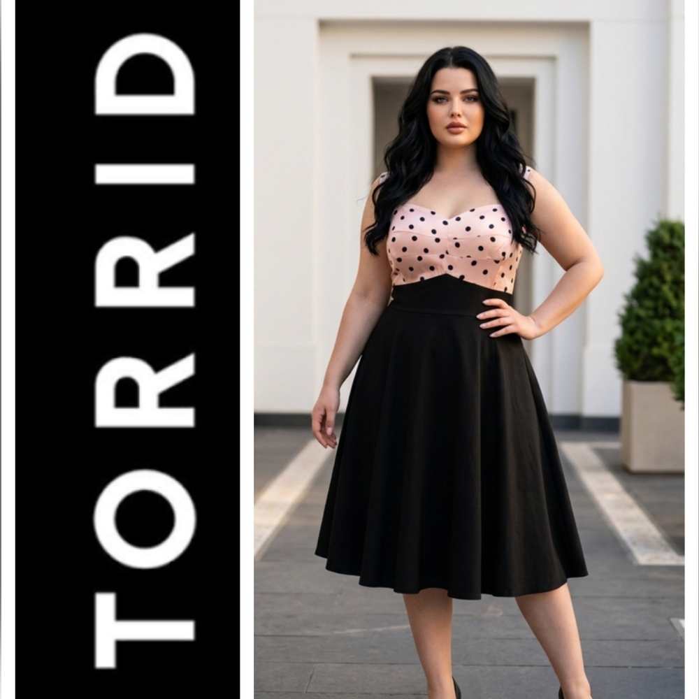 Torrid Blush Polka Dot Miranda Swing Dress